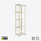 Metal Shelving Unit, 5 Tier, Gold Metal and White Wood Shelves Shelving Systems