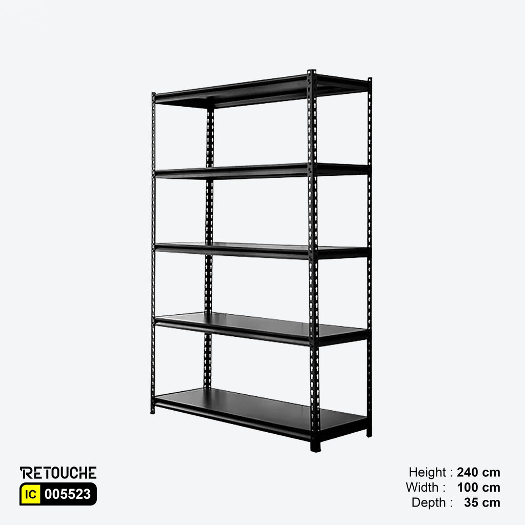 Metal Storage Rack, 5 Adjustable Tiers, Black Color, Light-Duty Shelving Systems