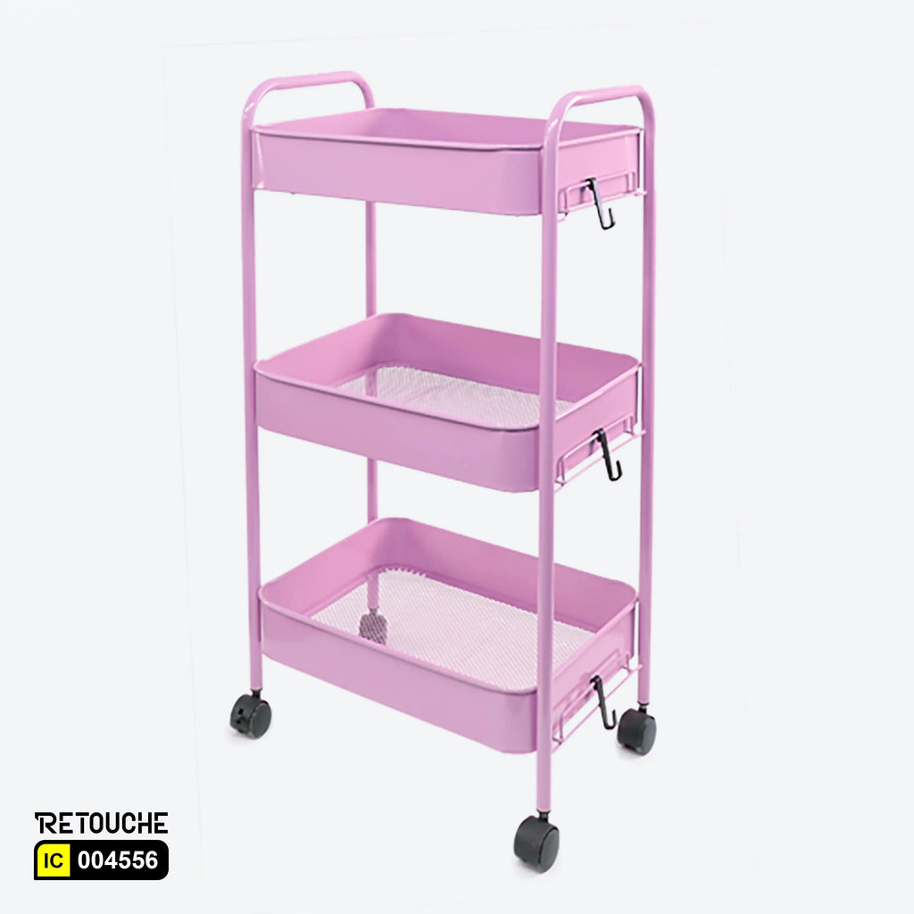 Metal Trolley, 3-Tier Containers Shelving Systems
