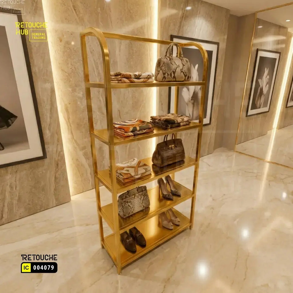 Modern Gold Display Shelf Stand Retouche Hub General Trading L.L.C