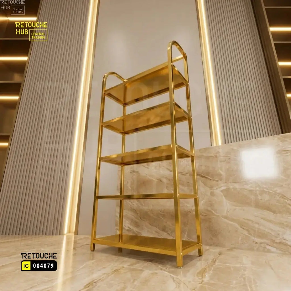Modern Gold Display Shelf Stand Retouche Hub General Trading L.L.C
