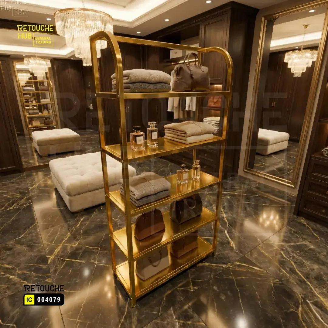 Modern Gold Display Shelf Stand Retouche Hub General Trading L.L.C