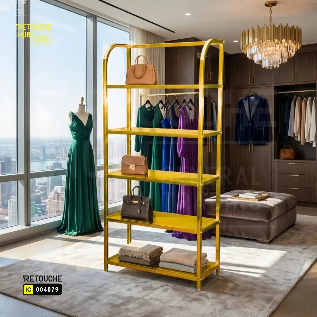 Modern Gold Display Shelf Stand Retouche Hub General Trading L.L.C
