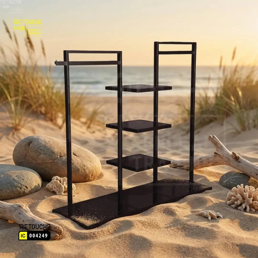 Modern Metal Clothing Display Stand With Center Shelves Retouche Hub General Trading L.L.C