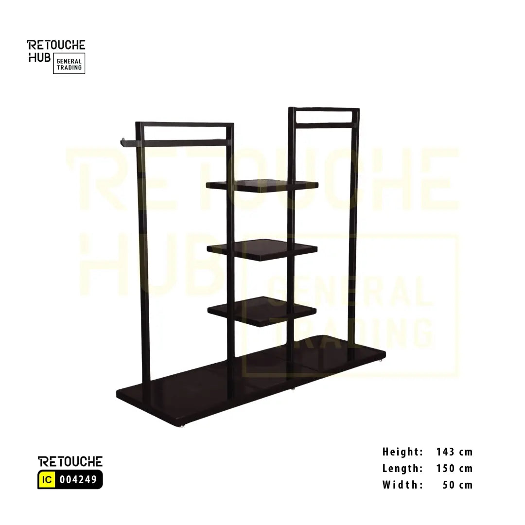 Modern Metal Clothing Display Stand With Center Shelves Retouche Hub General Trading L.L.C