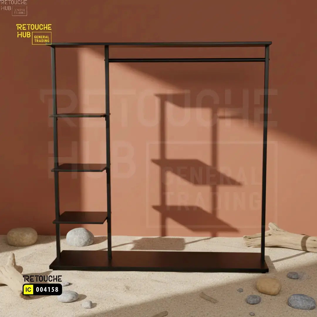 Modern Open Wardrobe  with Side Shelves and Hanging Rail Retouche Hub General Trading L.L.C