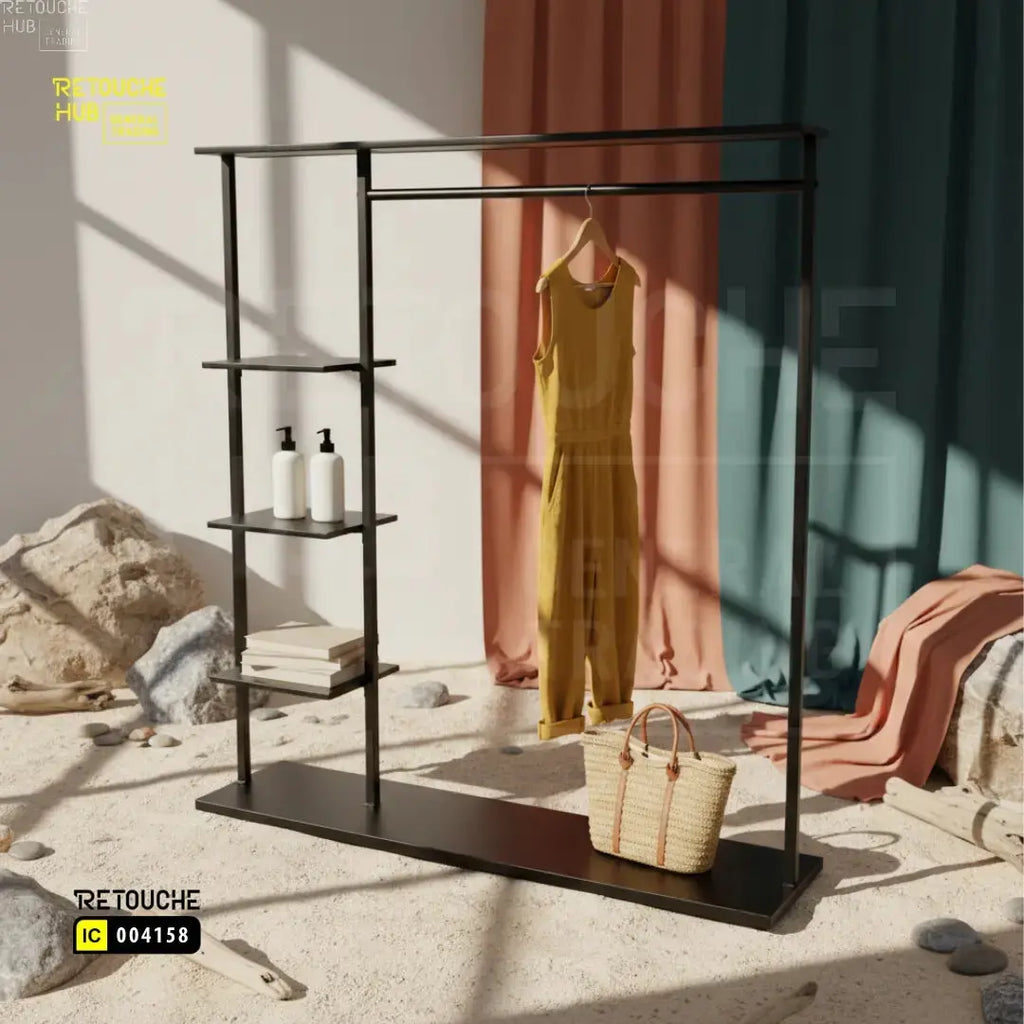 Modern Open Wardrobe  with Side Shelves and Hanging Rail Retouche Hub General Trading L.L.C