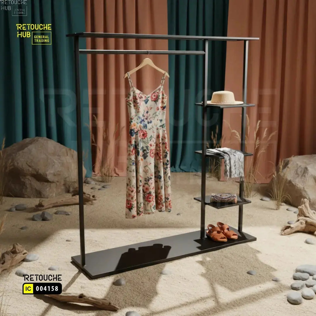 Modern Open Wardrobe  with Side Shelves and Hanging Rail Retouche Hub General Trading L.L.C