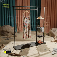 Modern Open Wardrobe  with Side Shelves and Hanging Rail Retouche Hub General Trading L.L.C