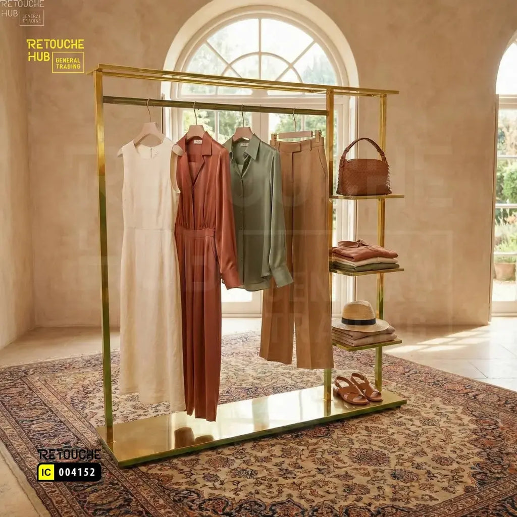 Modern Open Wardrobe  with Side Shelves and Hanging Rail Retouche Hub General Trading L.L.C