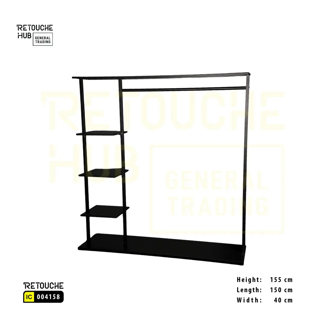 Modern Open Wardrobe  with Side Shelves and Hanging Rail Retouche Hub General Trading L.L.C