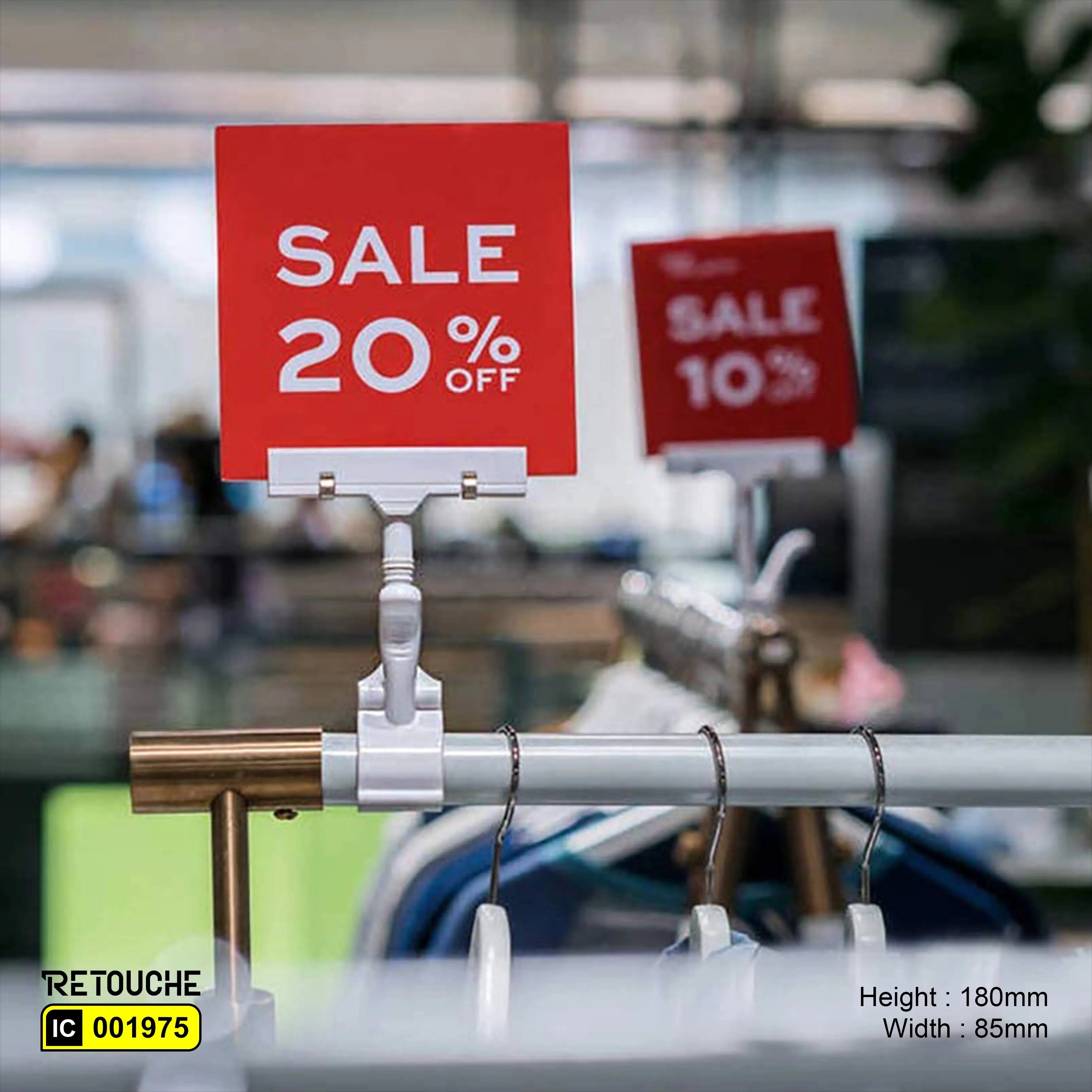 POP Plastic Adjustable Clip Sign Holder, White (AJ-166) Supermarket Equipment