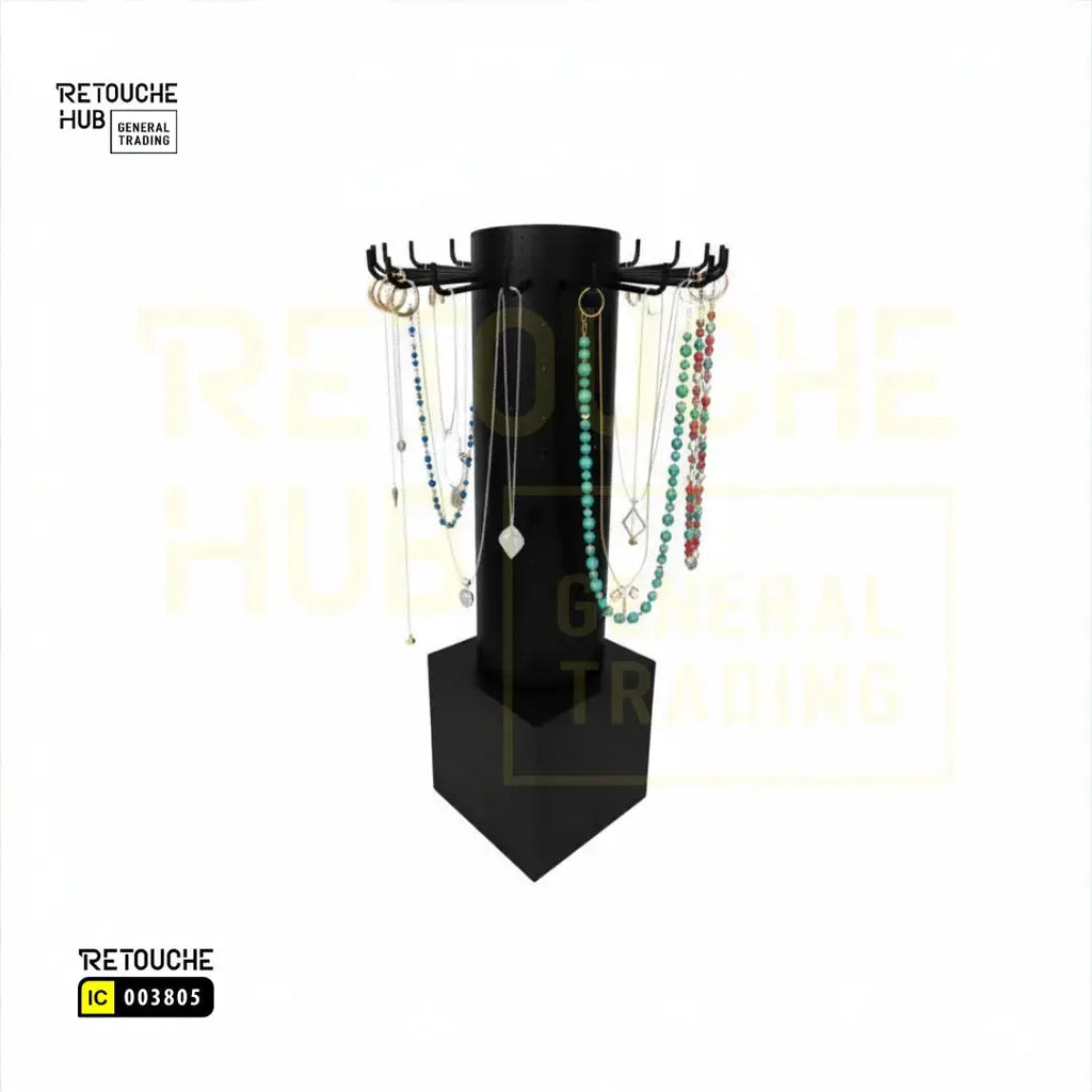 Perforated Cylinder Stand, Rotatable, with Two Wooden Drawers Retouche Hub General Trading L.L.C