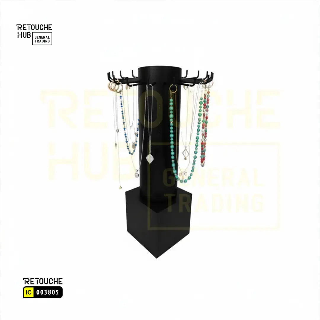 Perforated Cylinder Stand, Rotatable, with Two Wooden Drawers Retouche Hub General Trading L.L.C