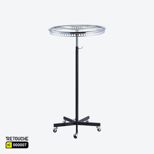 Round Rotating Clothes Rack Stand, Metal Chrome & Black, Height Adjustable Clothes Stands