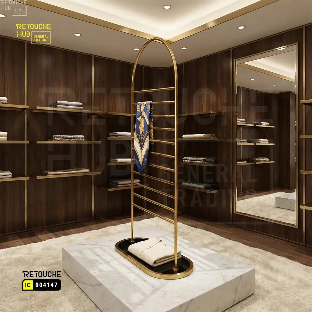 Scarf & Hijab Display Stand | Gold - Black Retouche Hub General Trading L.L.C