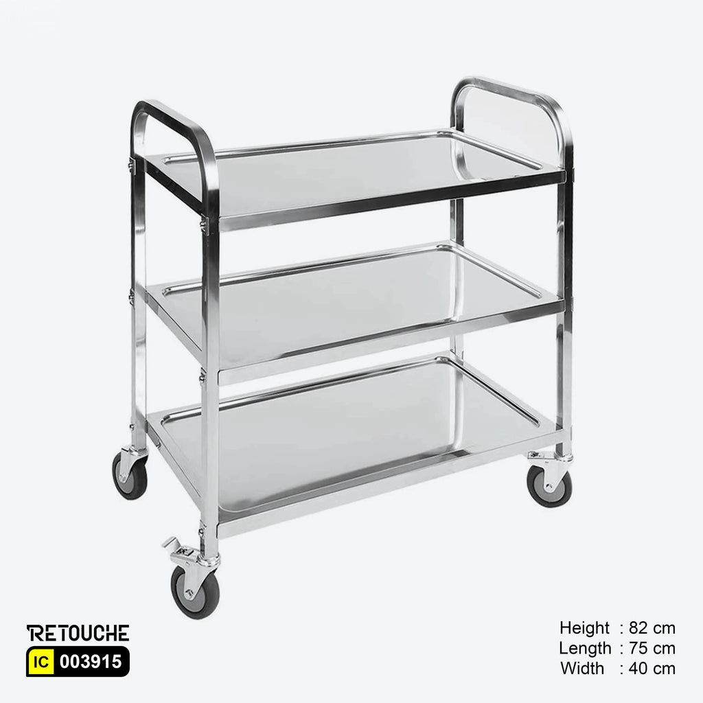 Serving Trolley, 3-tier, Stainless Steel Shelving Systems