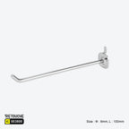 Single Prong Display Hook for Pegboard, Metal ,Chrome Peg Boards