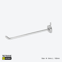 Single Prong Display Hook for Pegboard, Metal ,Chrome Peg Boards
