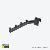 Sloped Display Hook for Oval Crossbar, with Beads, Metal, Black Oval Tube & Accessories