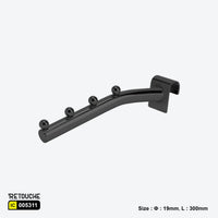 Sloped Display Hook for Oval Crossbar, with Beads, Metal, Black Oval Tube & Accessories