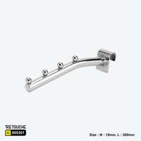 Sloped Display Hook for Oval Crossbar, with Beads, Metal, Chrome Oval Tube & Accessories