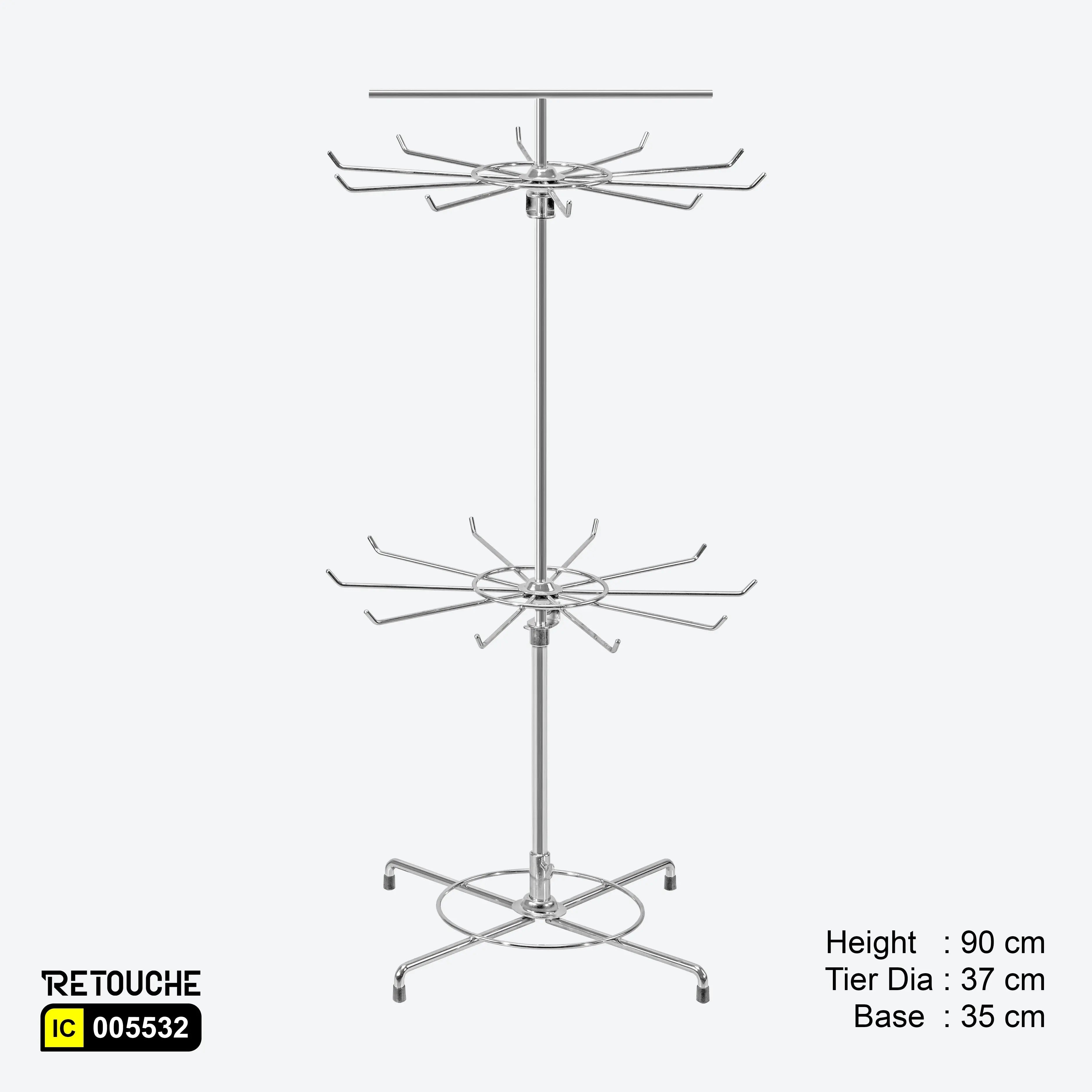 Spinner Display Rack Stand, 2-Tier with 24 Hooks & Price Holder Displays & Showcases