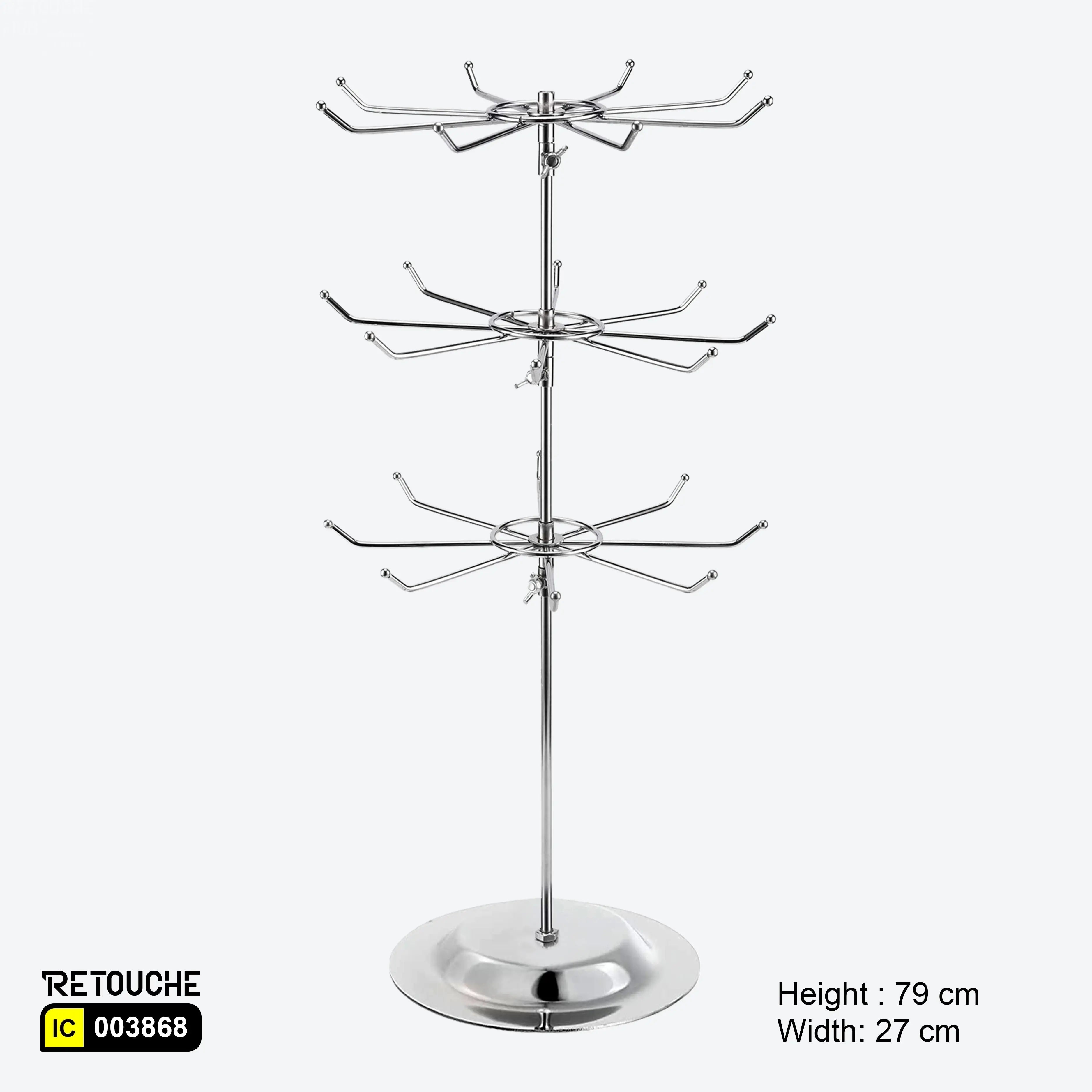 Spinner Display Rack Stand, 3-Tier with 24 Hooks, Countertop, Metal ...