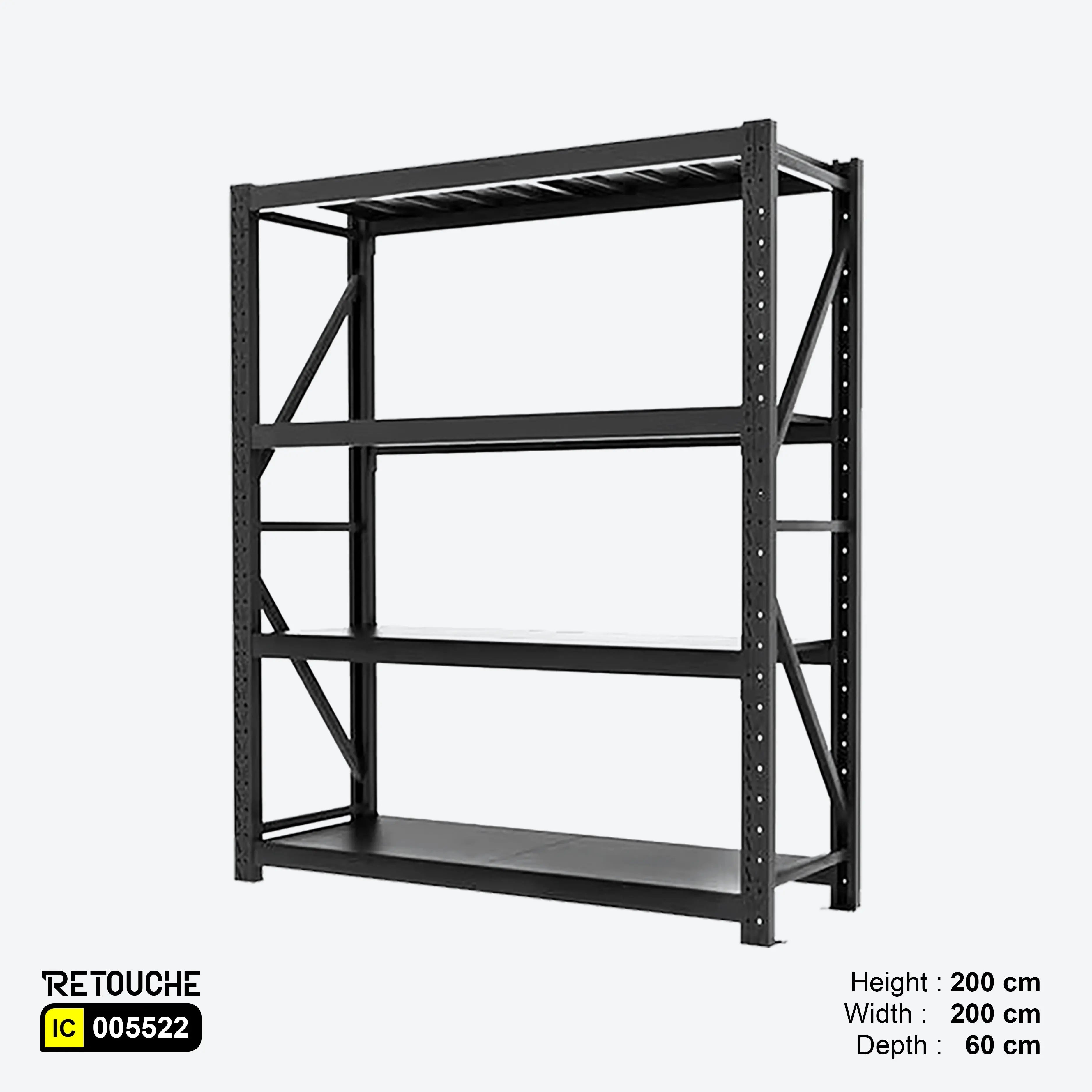 Storage Shelving Rack, 4 Adjustable Tiers, Metal, Black Color ...