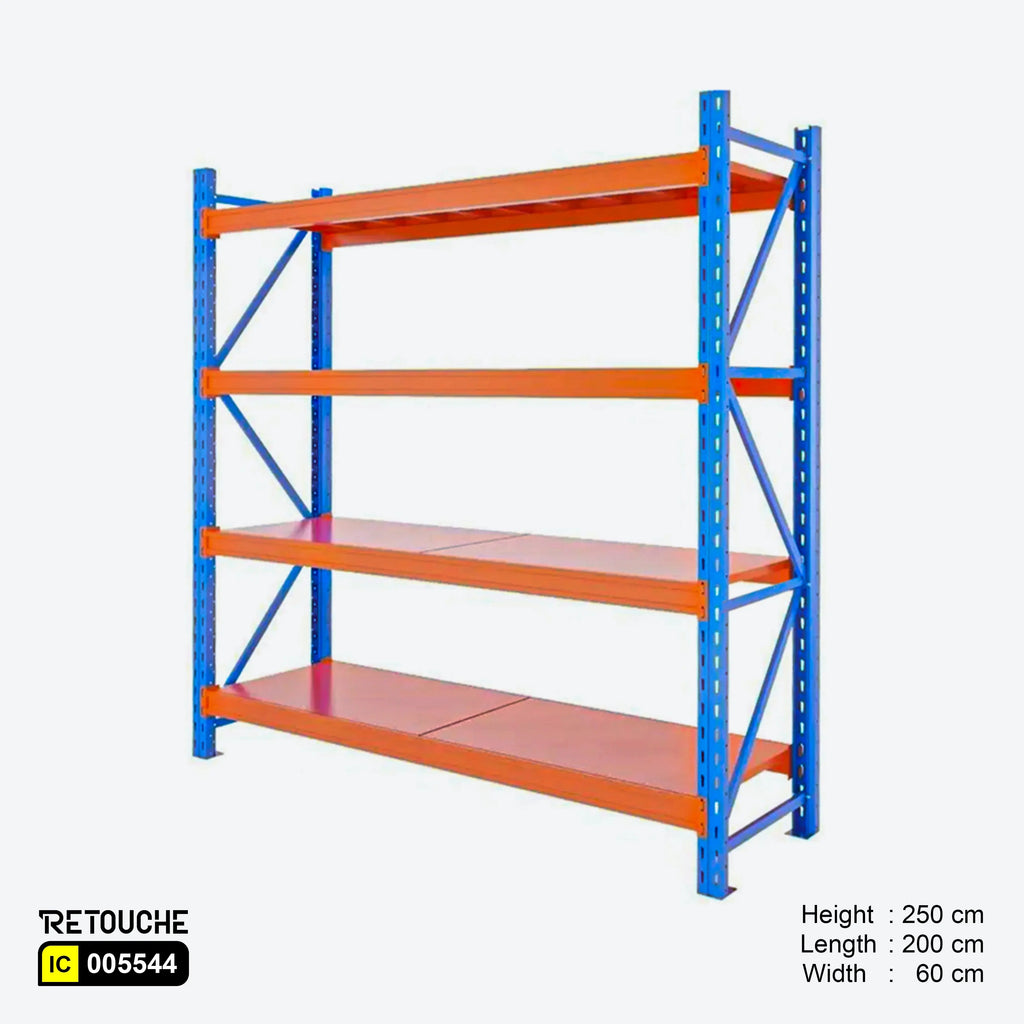 Storage Shelving Rack, 4 Adjustable Tiers, Metal, Blue & Orang Color ...
