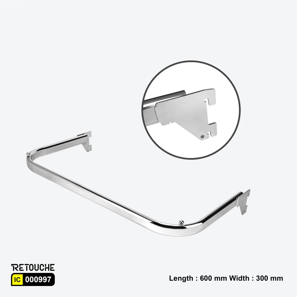 U Bar 60cm/30cm for Upright System, with 2 Beads, Metal, Chrome Variant Systems