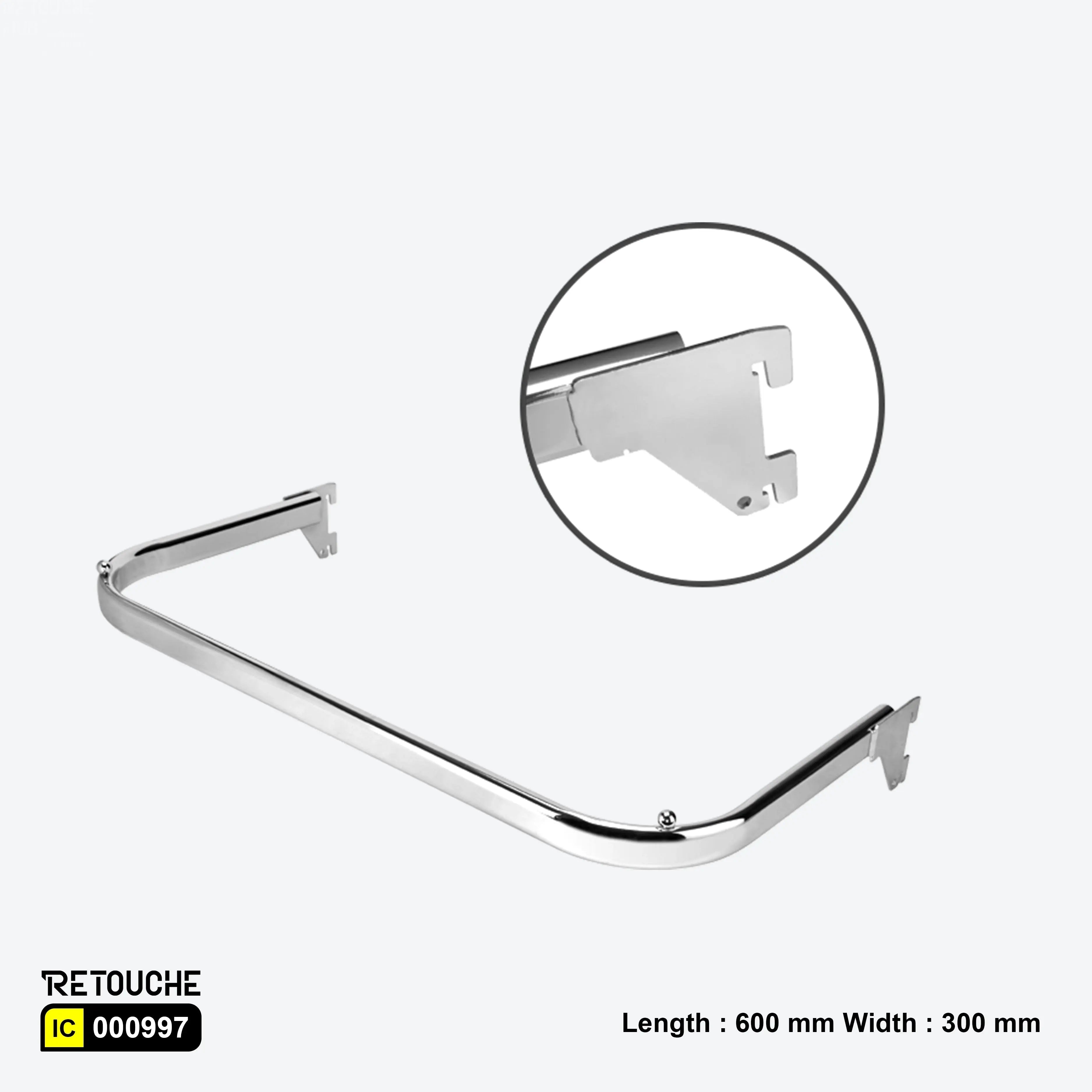 U Bar 60cm/30cm for Upright System, with 2 Beads, Metal, Chrome Variant Systems