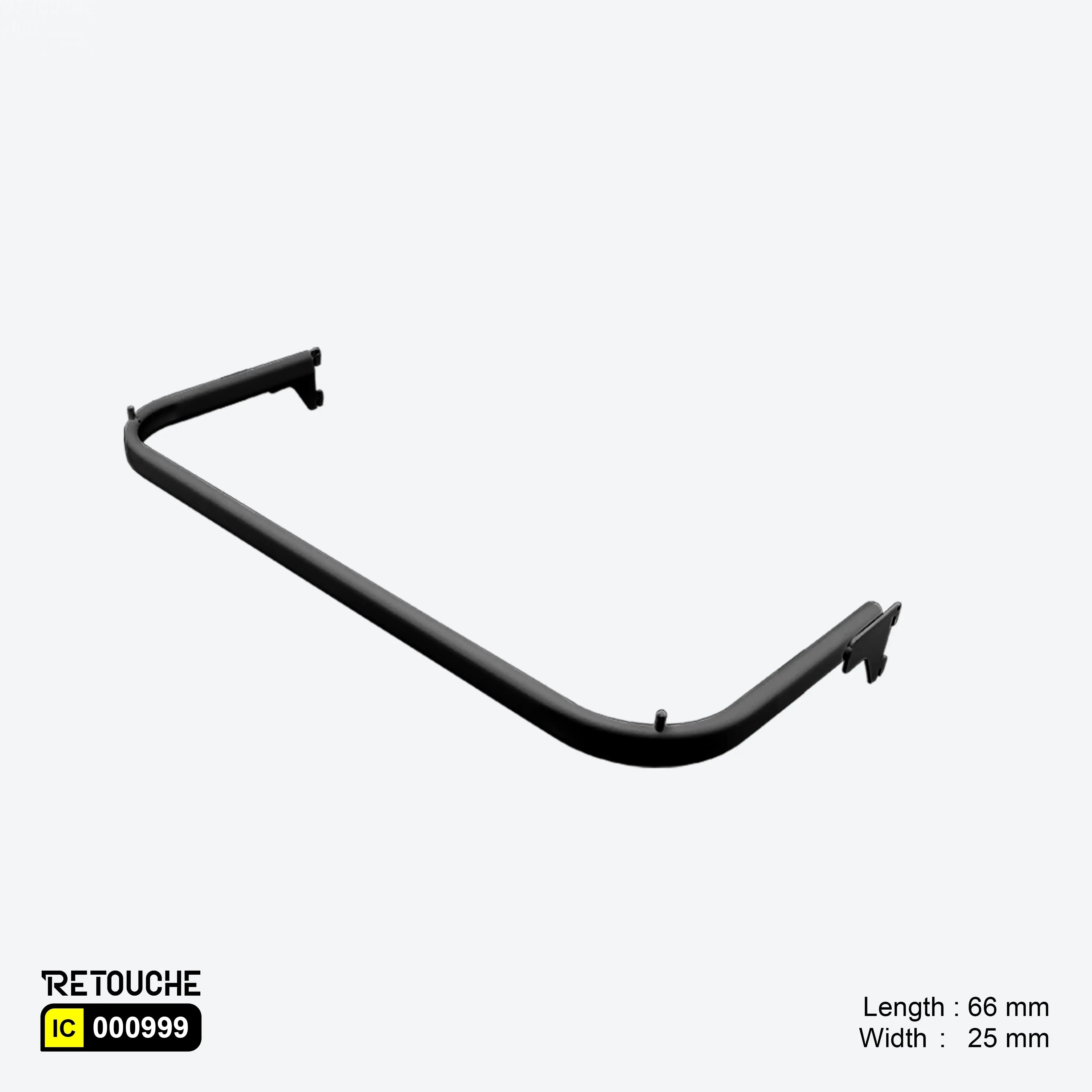 U-Shaped Oval Tube Bar for Upright System, with 2 Pins, Metal, Black Variant Systems