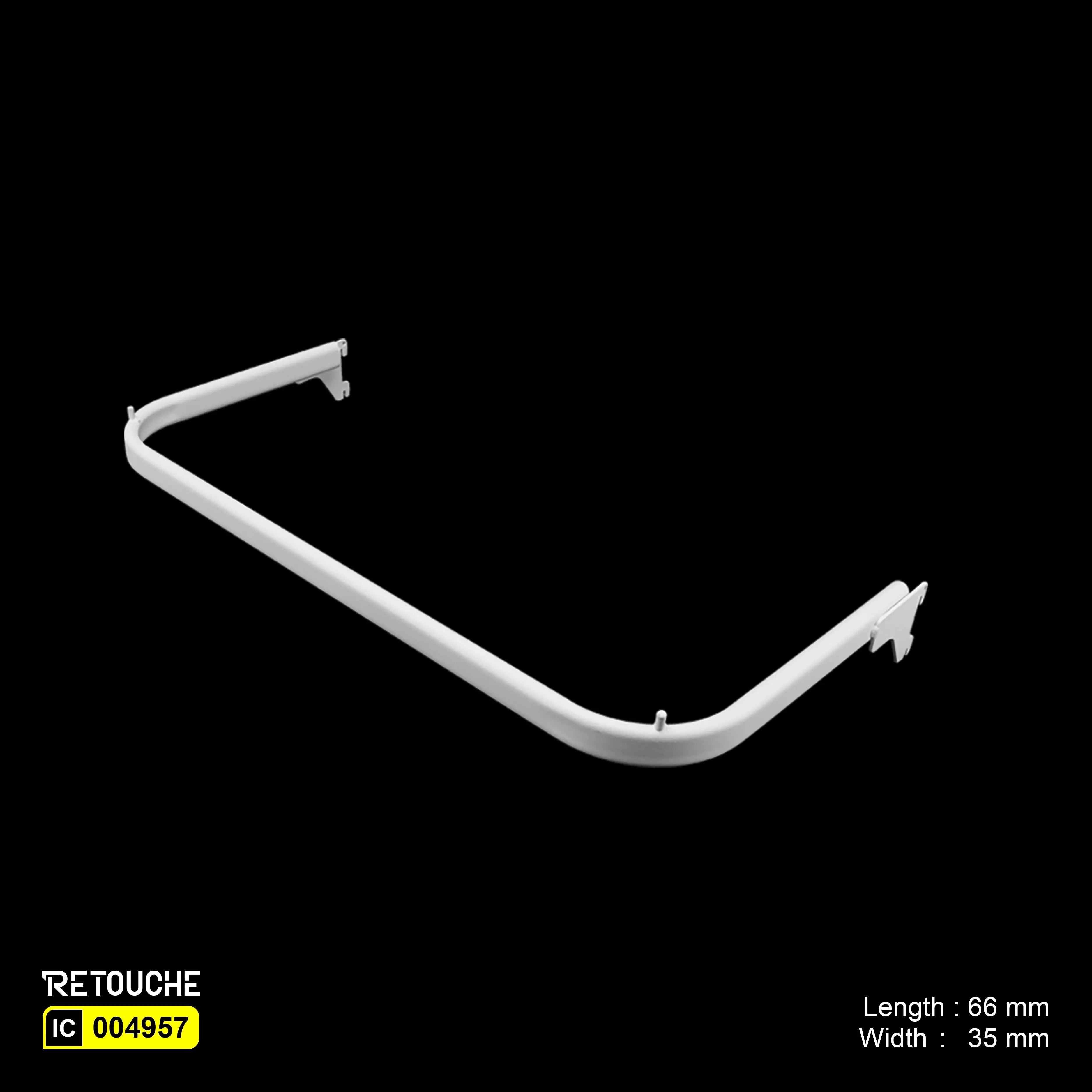 U-Shaped Oval Tube Bar for Upright System, with 2 Pins, Metal, White Variant Systems