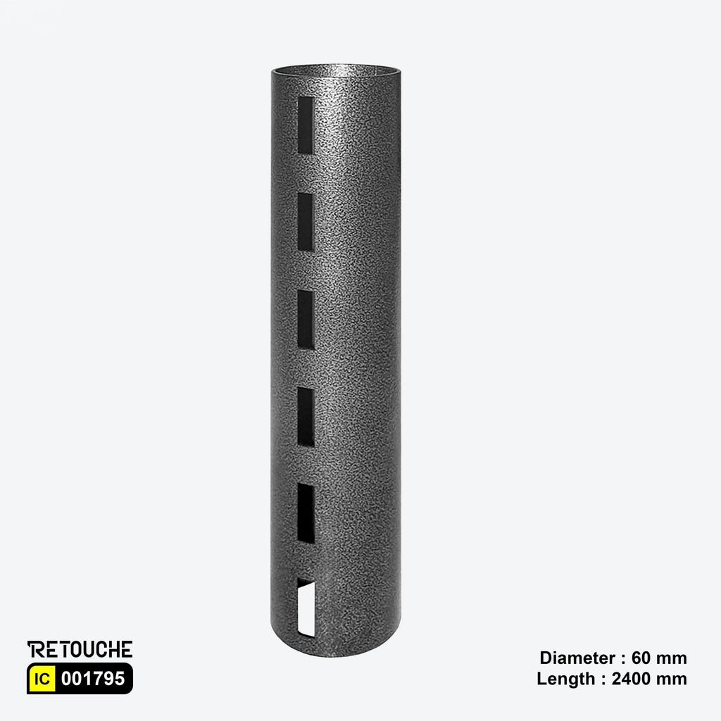 Upright Single Slotted Round Tube, Metal, Hammered Gray Variant Systems