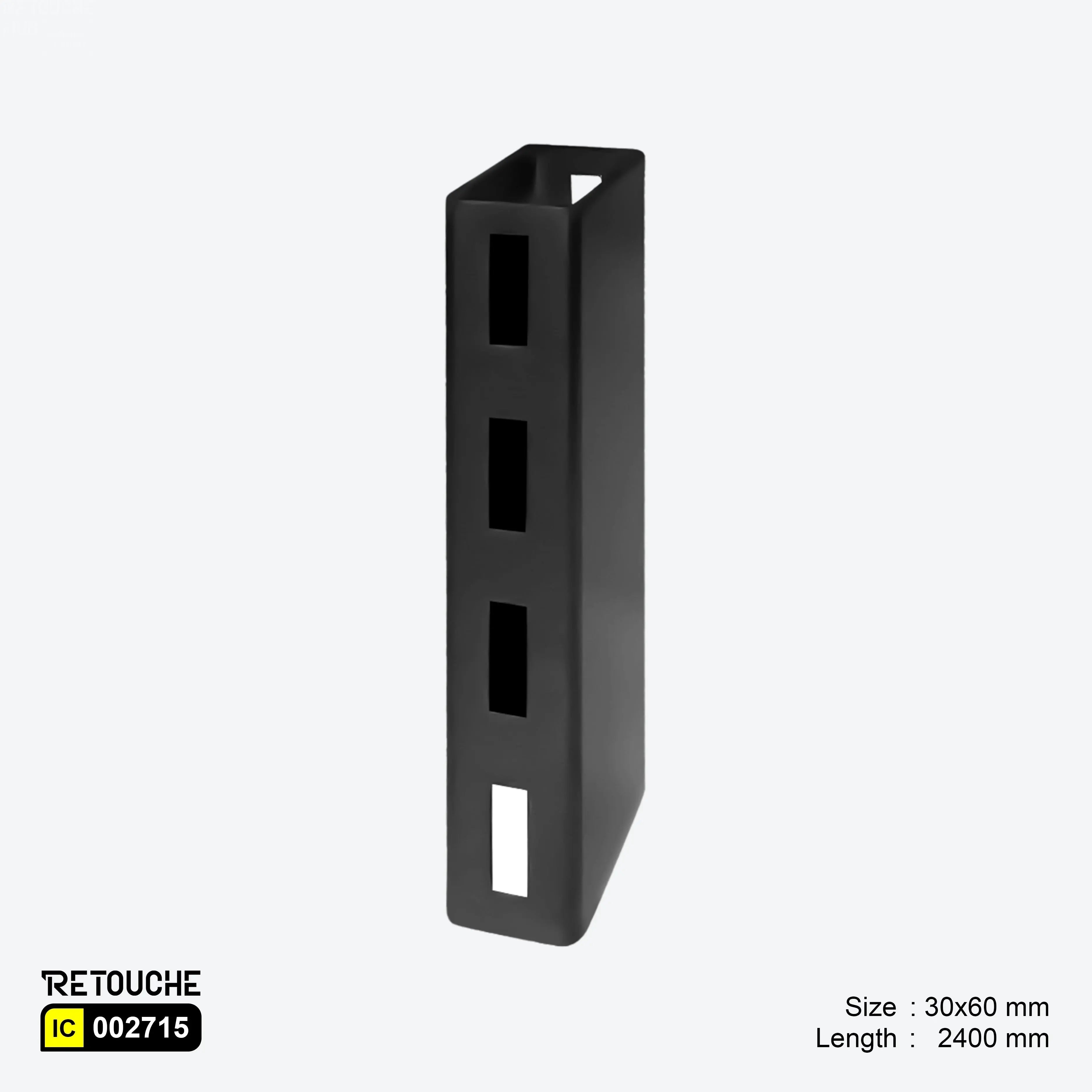 Upright ( Double-Sided ) Single Slotted Rectangular Tube, Matte Black, Metal Variant Systems