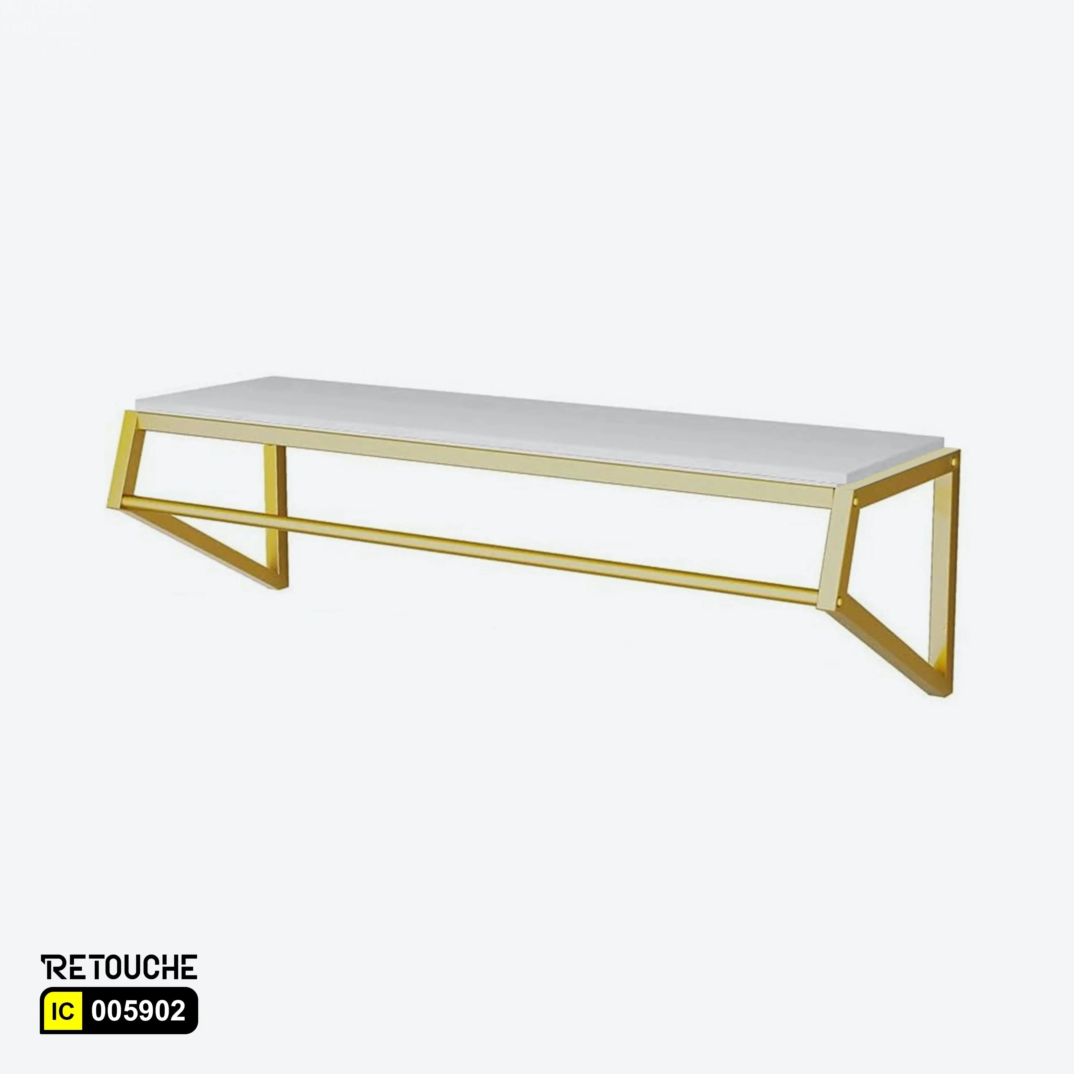 Wall-Mounted Display Rack, Metal, Gold Stainless Steel with White MDF Shelf Displays & Showcases