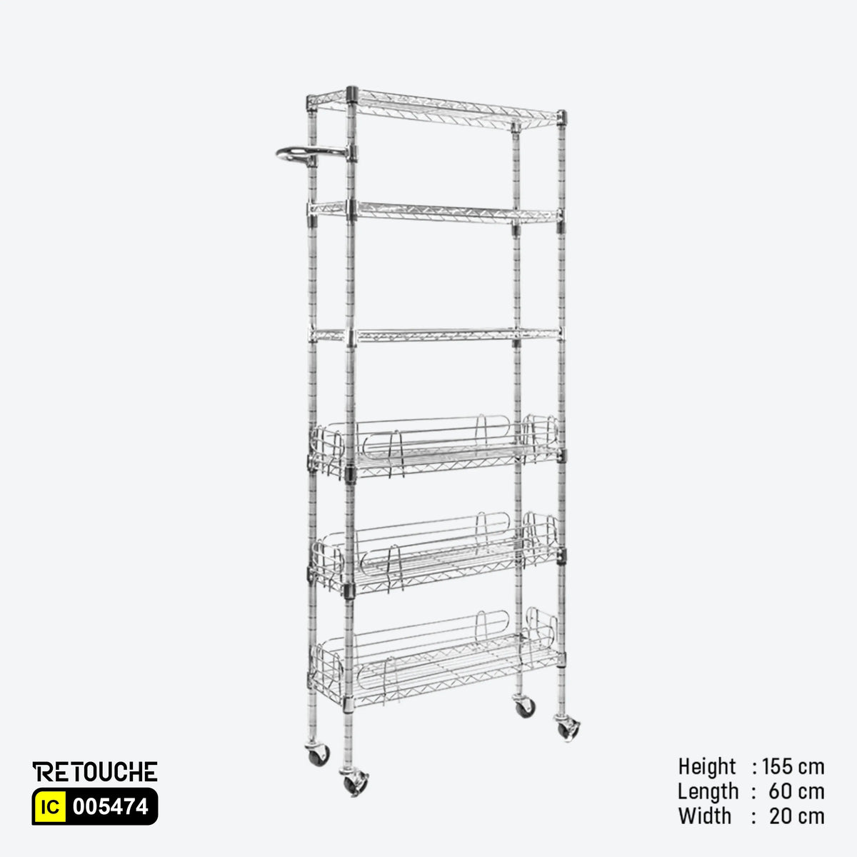 Wire Shelving Rack, 6-Tier, with Wheels, Carbon Steel, Chrome Finish Shelving Systems