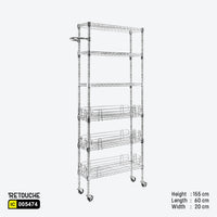 Wire Shelving Rack, 6-Tier, with Wheels, Carbon Steel, Chrome Finish Shelving Systems